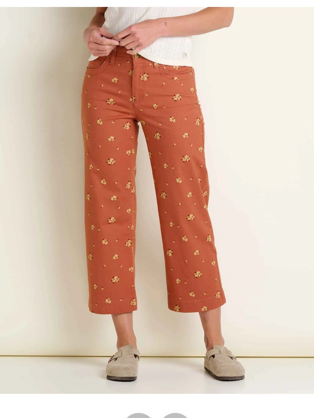 Toad&Co Rust Brown Floral Crop Pants